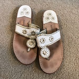 White and platinum Jack Rogers sandals